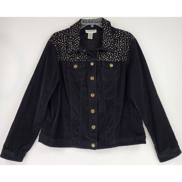 Cathy Daniels Jackets & Blazers - Cathy Daniels Jacket Womens Large Black Corduroy Rhinestone Western Snap On